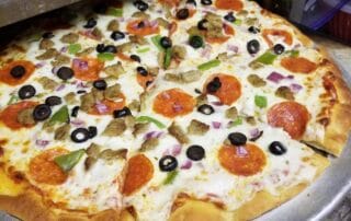 Pepperoni pizza with toppings fresh from the oven