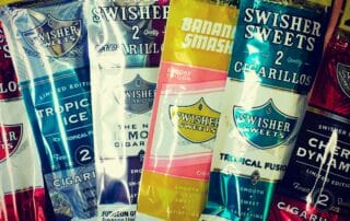 Swisher Sweets cigarillos variety packs on display.