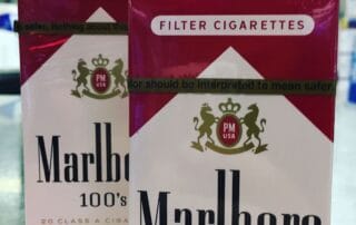 Marlboro cigarette packs on a counter